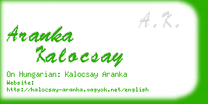 aranka kalocsay business card